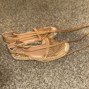 Women's Gold Espadrille Flats